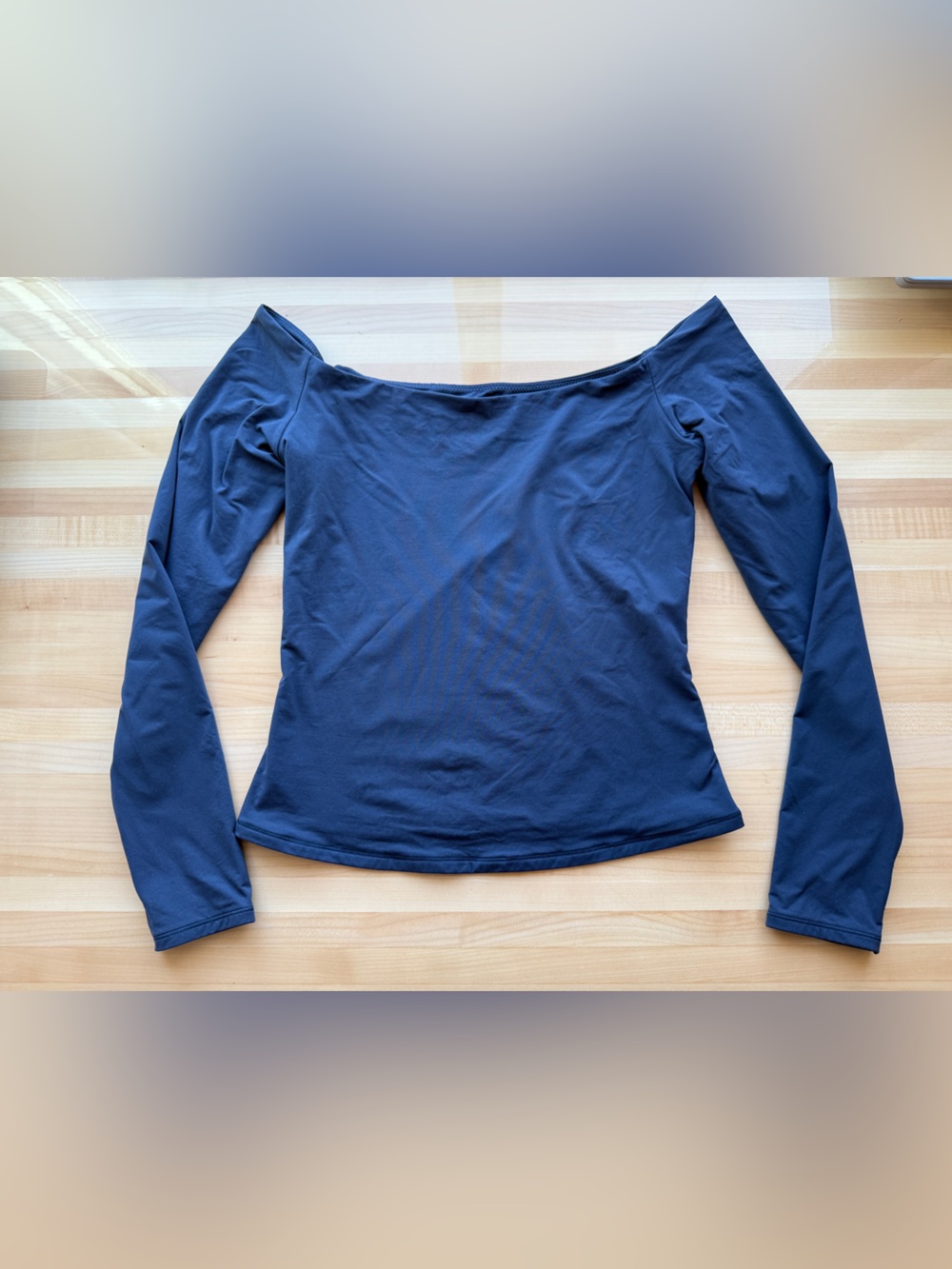 Inlyric Off-Shoulder Long Sleeve Tee in True Navy